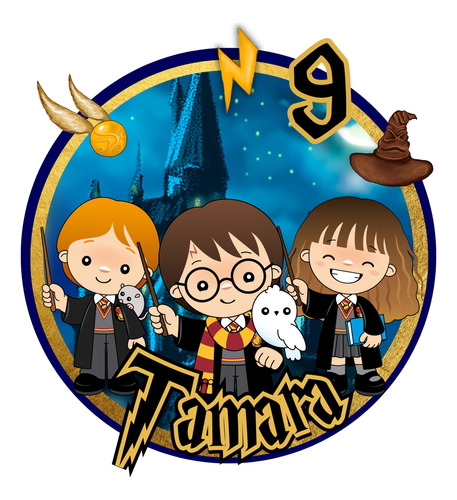 Cake Topper Harry Potter Ron Hermione Digital Personalizado