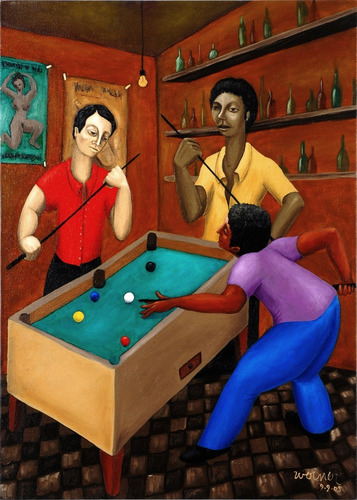 Imagem 1 de 1 de Sinuca , Pintura A Óleo Sobre Tela
