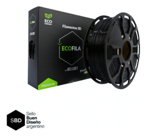 Filamento 3D Ecofila Hellbot de 1.75mm y 1kg negro