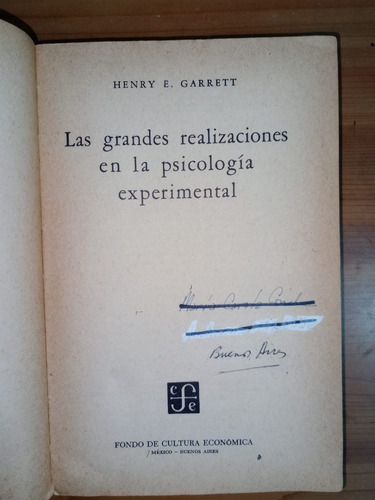 Grandes Realizaciones Psicología Experimental Henry Garrett