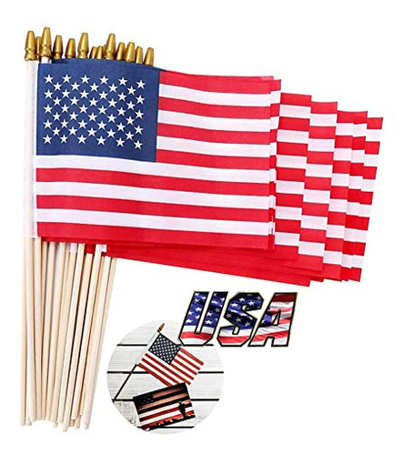 Pequeñas Banderas Americanas Palillo De 5x8 Pulgadas/3...
