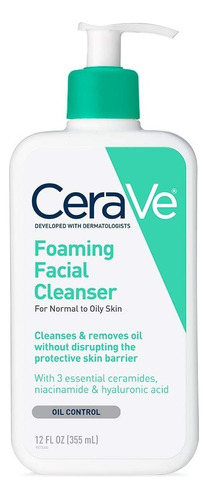 Cerave Foaming Facial Cleanser Limpiador Rostro 355 Ml