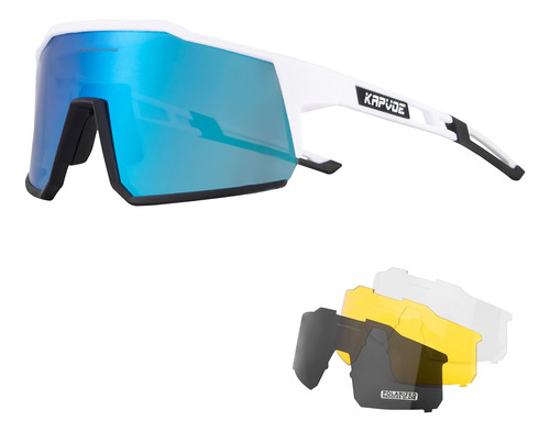 Kapvoe - Gafas De Ciclismo Polarizadas Con 4 Lentes Intercam