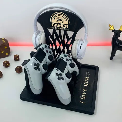 Soporte Controlador De Madera Con Soporte Auriculares Ews