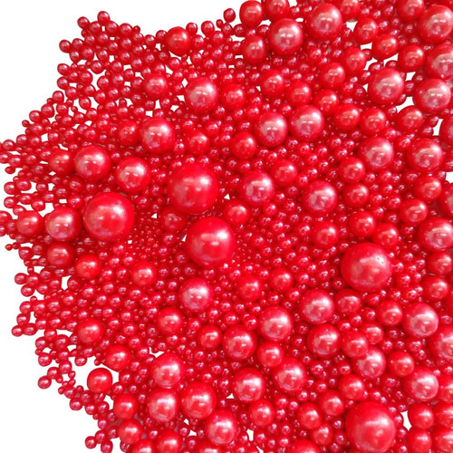 Sprinkles Perlas Rojo Varios Tamaños Azucar Comestible 100gr