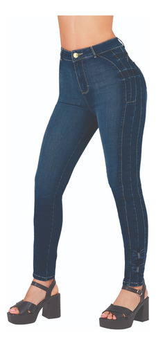 Jeans Casual Dama Corte Colombiano Stretch  Azul 124-86