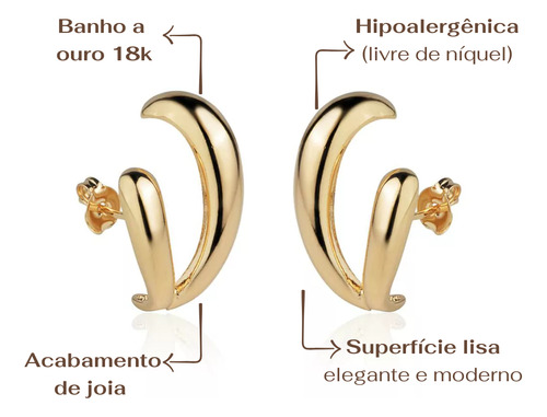 Brinco Ear Hook Class Banhado A Ouro (semijoia)