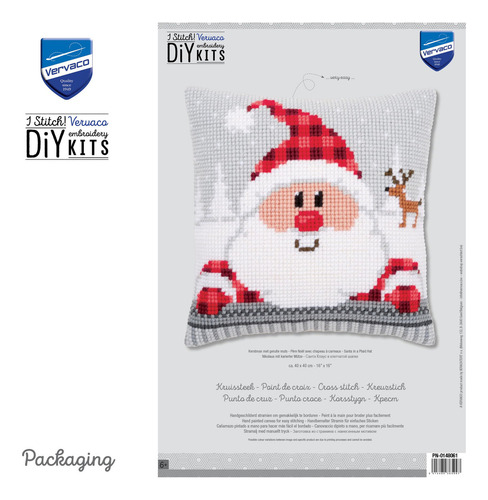 Kit De Almohada Navideña De Punto De Cruz Con Diseño De Sant