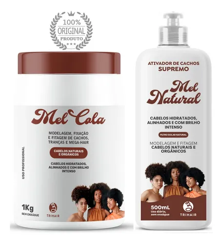 Kit Mel Cola 1kg Modelagem + Ativador Mel Natural Trihair
