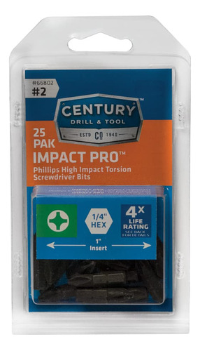 Century 66802 Impact Pro Número 2 Phillips Insert Puntas ...