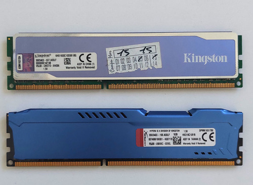 Memorias Ram 16gb Ddr3 (2x8gb) Hyperx Kingston Fury + Blu (Usado)