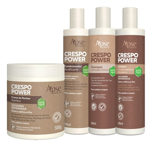 Kit Shampoo Condicionador Crm Pentear Gelatina Crespo Power
