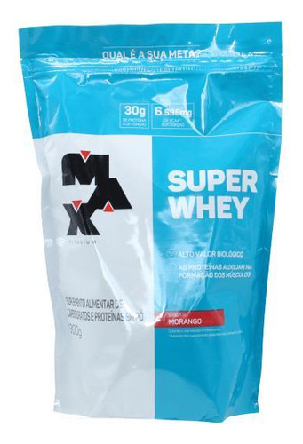 Super Whey Suplemento Proteina Morango Max Titanium 900g