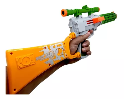 Lançador Metralhadora Automático Estilo Nerf Com 12 Dardos Cor Branco  Desenho Liso