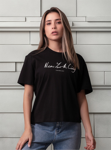 Polera Embroidered Nyc Relaxed Negro Calvin Klein