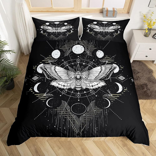 Manfei Death Moth Duvet Cover Set Queen Size Galaxy Sun And 