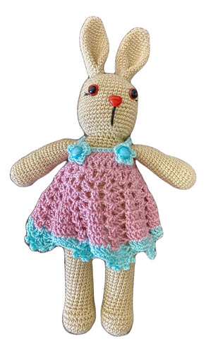 Conejita De Peluche Tejido A Crochet Con Falda