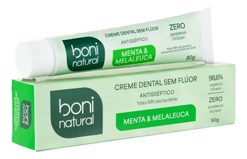 Pasta de Dente Boni Natural Menta e Melaleuca Vegano S/ Flúor 90g