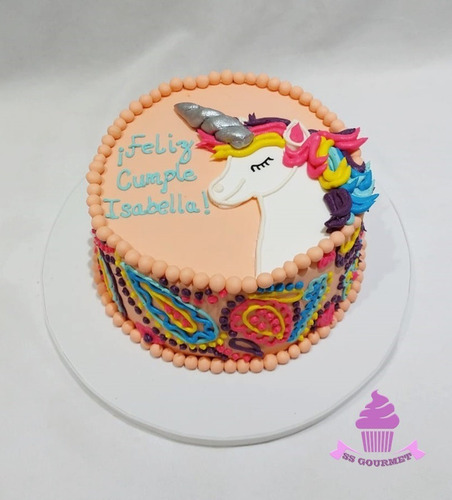 Torta Unicornio Rosa Plateado Tematica Personalizada 