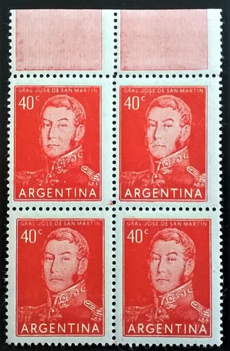 Argentina Cuadrito Gj 1040 S Martín 40c Error 54 Mint L13932