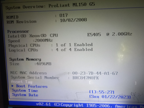 Servidor Hp Proliant Ml150 G5 Xeon E5405 4gb Sem Hd Funciona (Usado)
