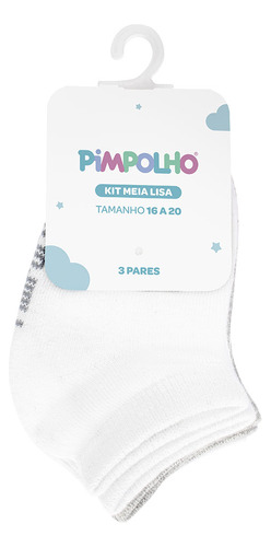  Kit 3 Pares Meia Infantil Tamanho 16 A 20 Unissex Pimpolho