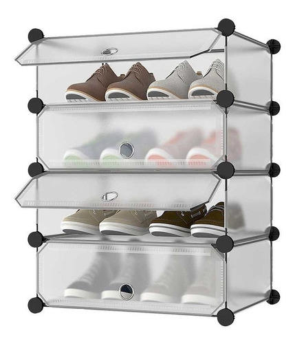Organizador Zapatero Plástico De Cuatro Niveles | Utilisimo® Color Transparente