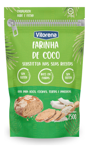 Farinha De Coco Em Pouch - Vitorena - 250 G