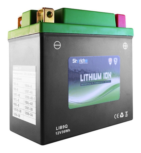 Imagen 2 de 9 de Bateria Litio Skyrich P/ Moto Lib9q Libre Mant. Cuotas