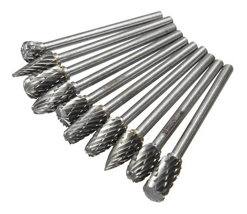 Imagen 8 de 9 de Set 10 Fresas Carburo Tungsteno Vástago 3mm = 1/8 Dremel