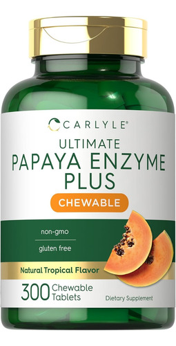 Carlyle Tabletas Masticables De Enzima De Papaya 300 Pzas Sin Sabor