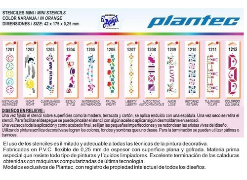 Set 10 Stencil Plantec Mini 42x175mm Ideal Para Guardas