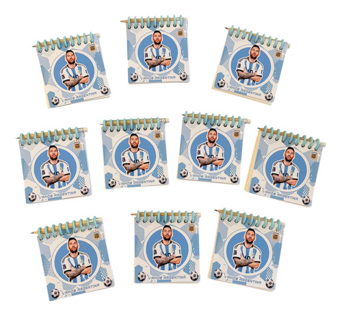 Souvenir Messi Selección Futbol Anotadores Y Lapices X10