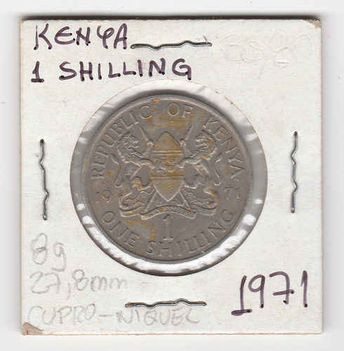 Moneda Kenya 1 Shilling 1971 Xf+