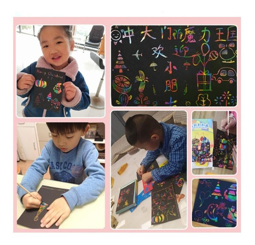 Juguete Didactico Kit De Cartas Para Dibujar Raspando Niños Color Azul