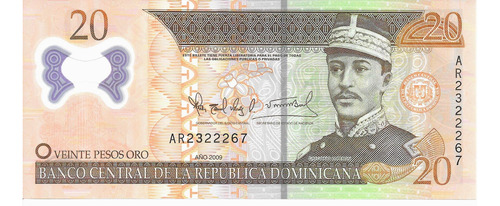 Rep. Dominicana Billete De Polímero De 20 Pesos 2009 - Unc