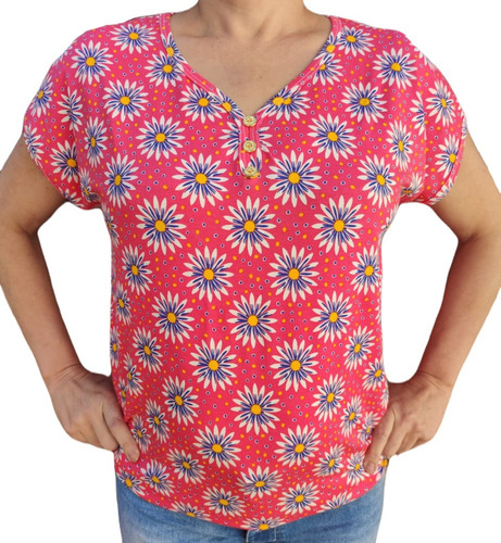 Blusa Feminina Estampada Barata Manga Curta Linda Sku:bv10