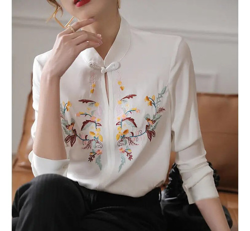 Camisa Camisa Para Mujer, Blusa Vintage, Camisa Oriental