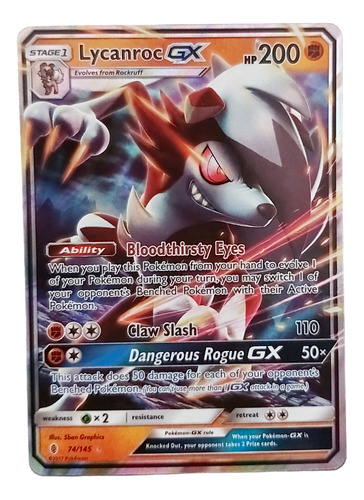 Carta Pokemon Lycanroc Gx 74/145