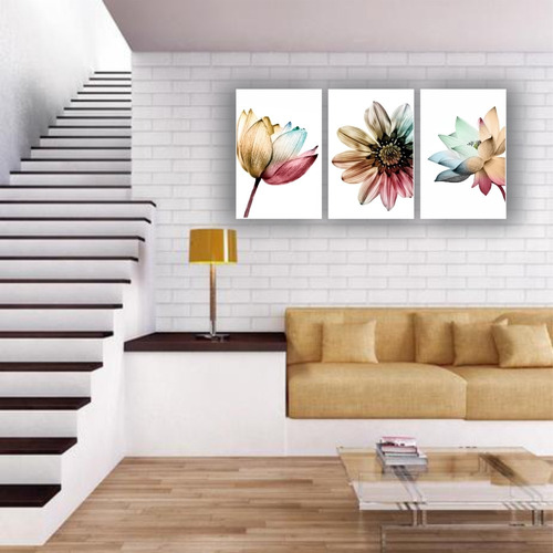 Imagem 4 de 5 de Quadros Decorativos 3 Pçs 20x30 Floral Colorido Flores
