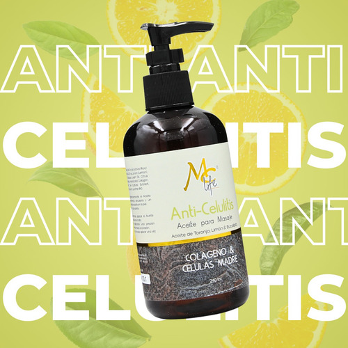 Aceite Anticelulitis Colágeno. Células Madre. Mc Life Toronja Limón Eucalipto