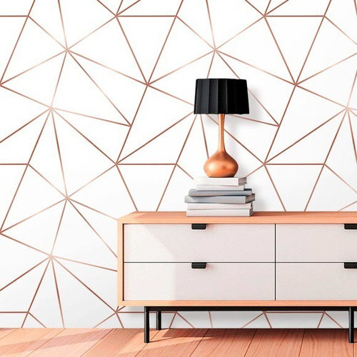 Papel De Parede Zara Branco Com Rosê Gold 300