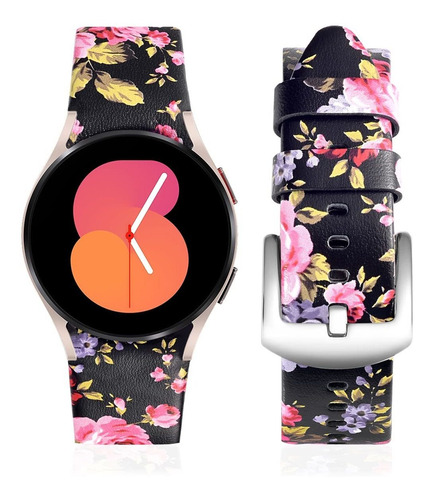 Para Samsung Galaxy Watch Correa Repuesto Cuero Floral Hueco