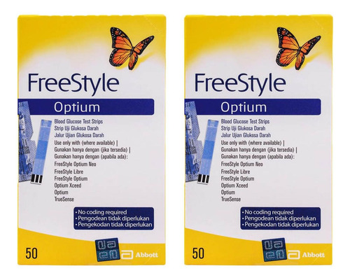 100 Tiras / Cintas Reactivas Abbott Freestyle Optium Y Libre