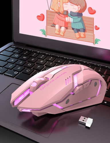 Mouse Gamer Rosa 6 Botones Recargable E Inalambrico 3d 