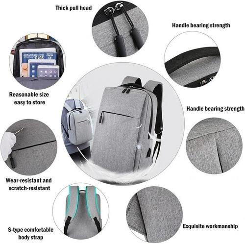 Imagen 6 de 10 de Mochila Resistente Anti Robo Impermeable Puerto Usb