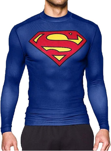 Camisas Atleticas De Compresión, Gym Manga Larga / Superman