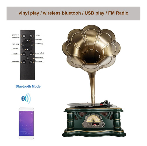 Tocadiscos Vintage Con Parlantes Internos Artisam Fonografo