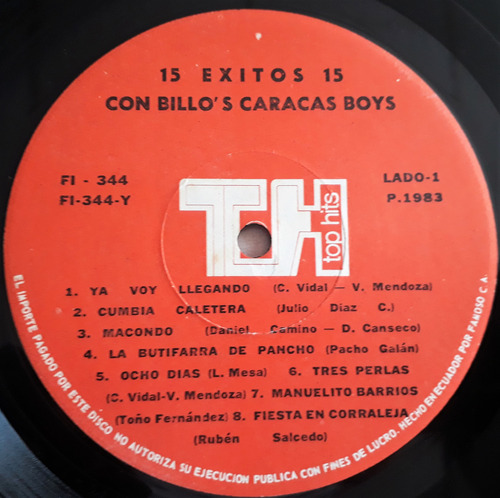 15 Éxitos Con Billo´s Caracas Boys (1983) (Usado)