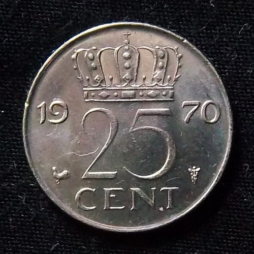 Holanda 25 Cents 1970 Sin Circular Km 183